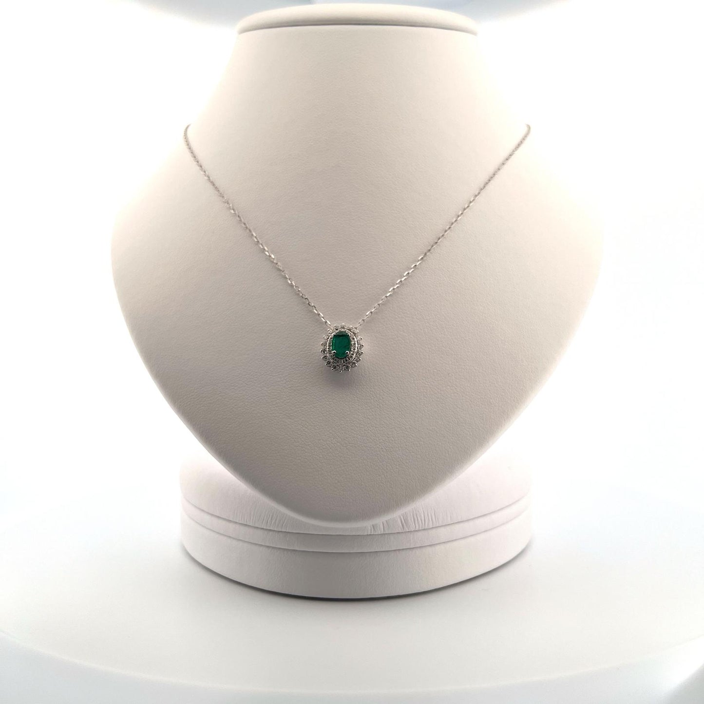 Oval Emerald Diamond Pendant