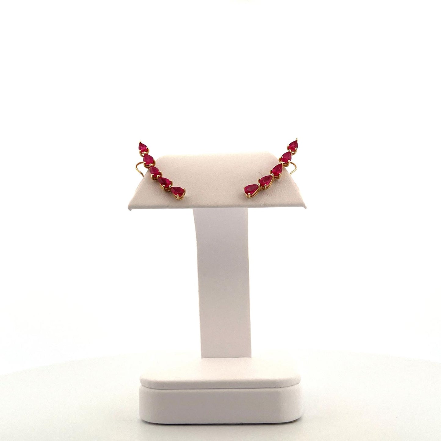YG Ruby Pear Climber Earring