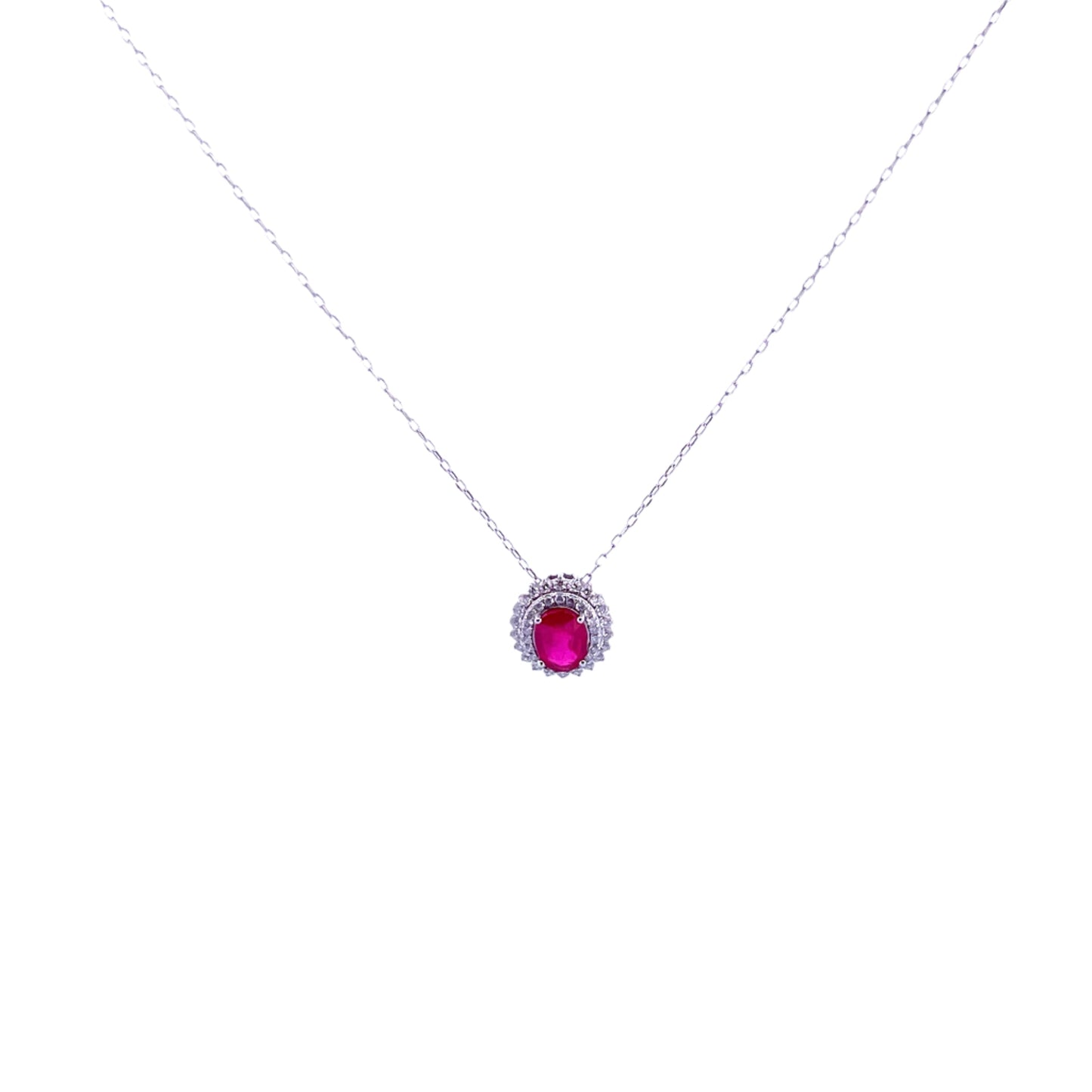 18K WG Ruby Diamond Pendant