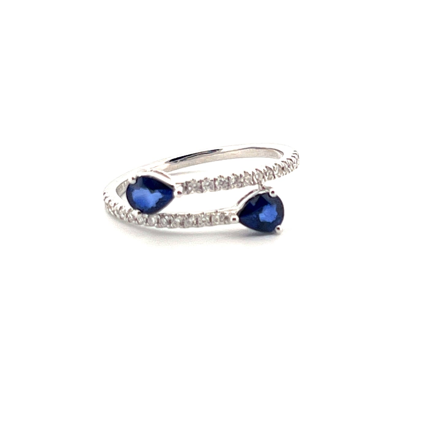 2 Pear Shape Blue Sapphires Ring