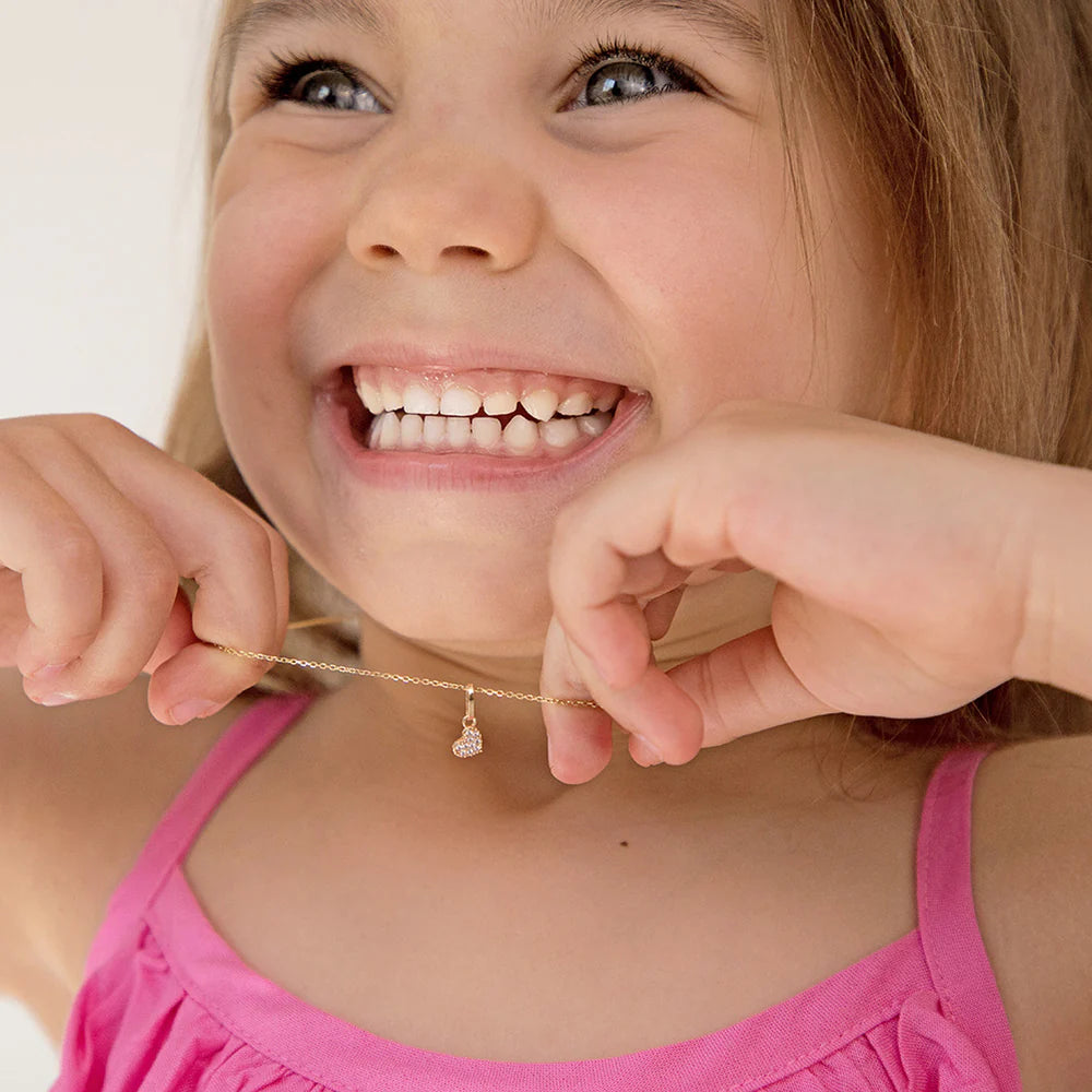 Tiny CZ Encrusted Heart Baby Necklace