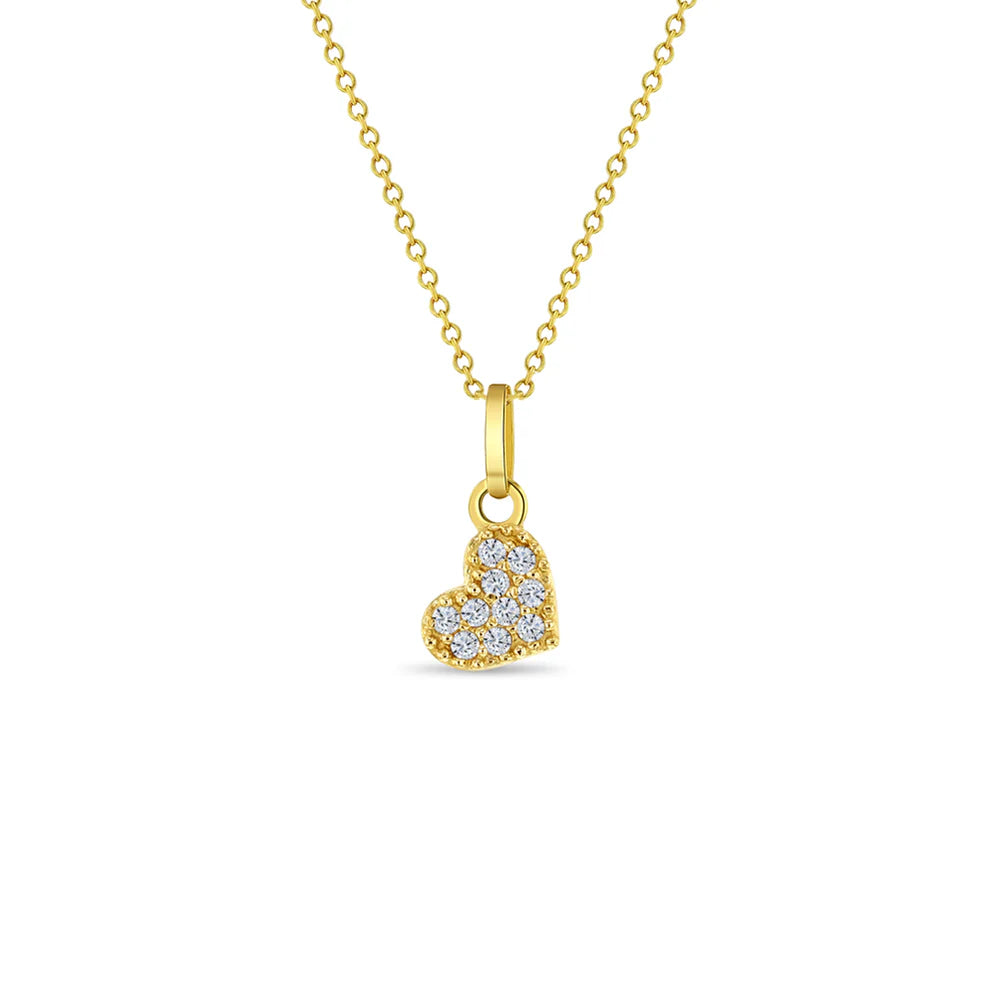 Tiny CZ Encrusted Heart Baby Necklace