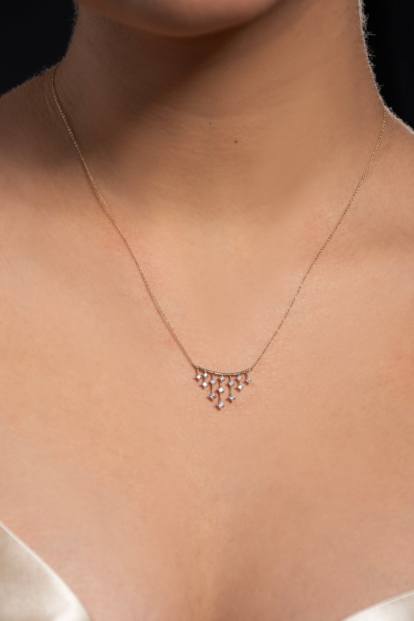 Yellow Gold with Cascading Diamonds Necklace