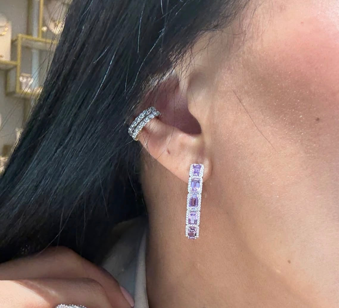 Purple Sapphire Diamond Earring