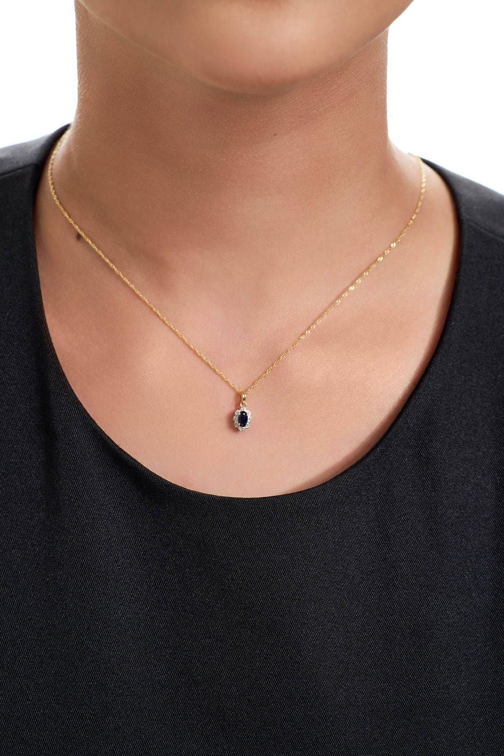 14k Yellow Gold and sapphire necklace