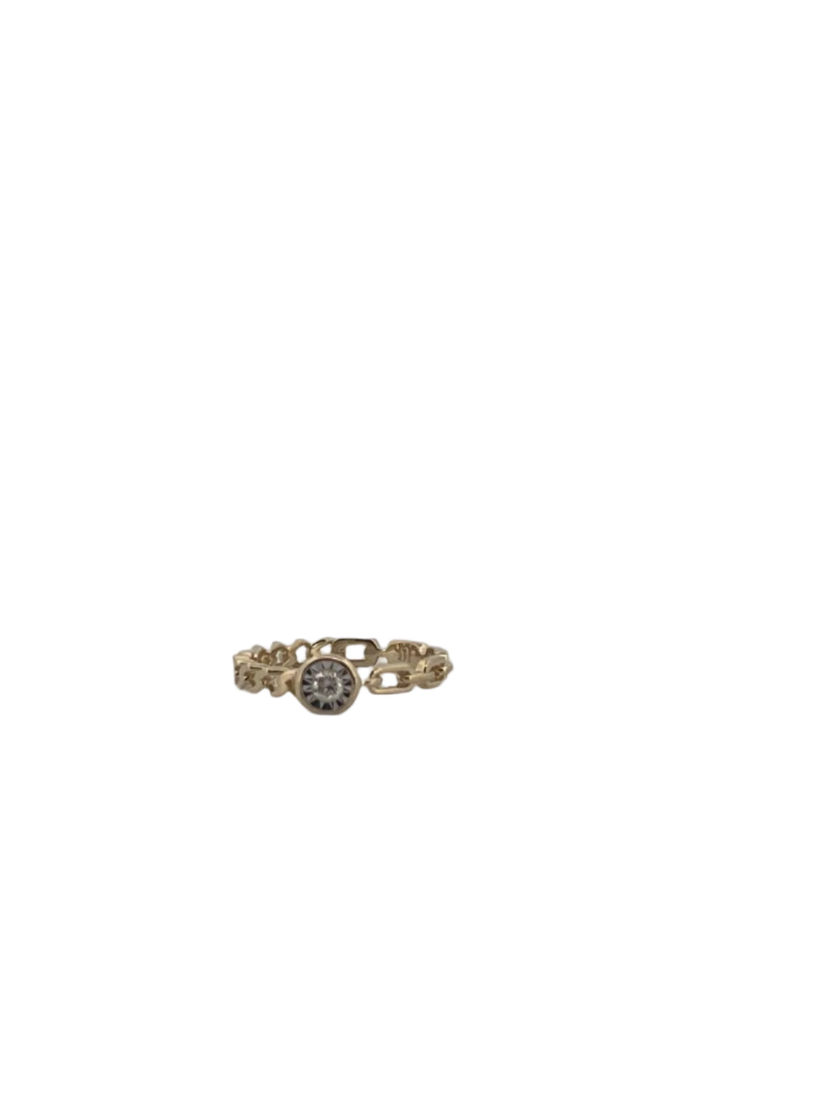 14K Yellow Gold and Diamond Chain Ring