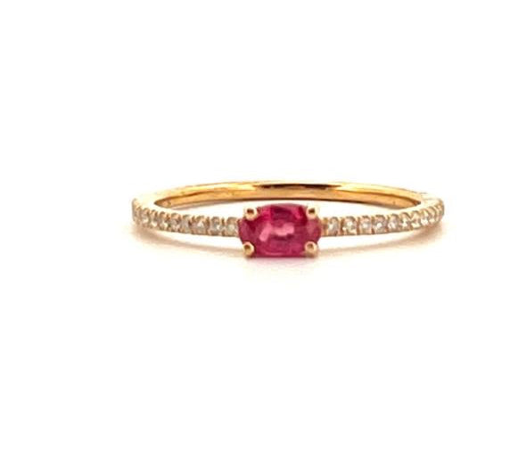 Oval Ruby Diamond Ring Gold