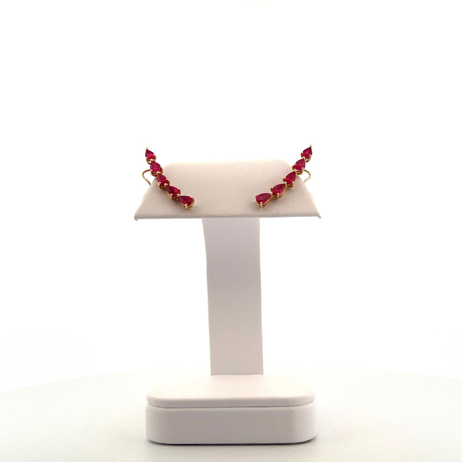 YG Ruby Pear Climber Earring