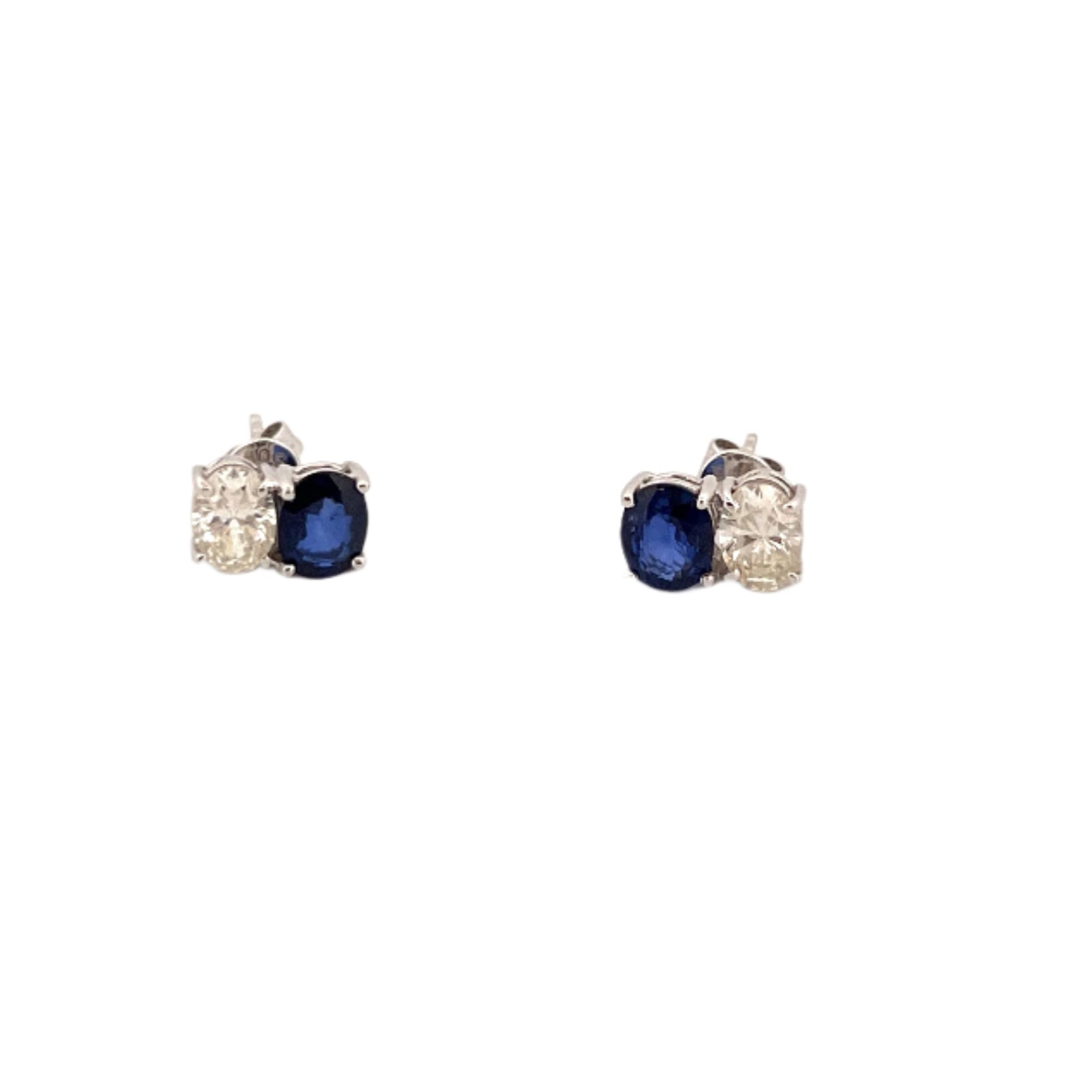 18K White Gold Blue Sapphire and Diamond Earring