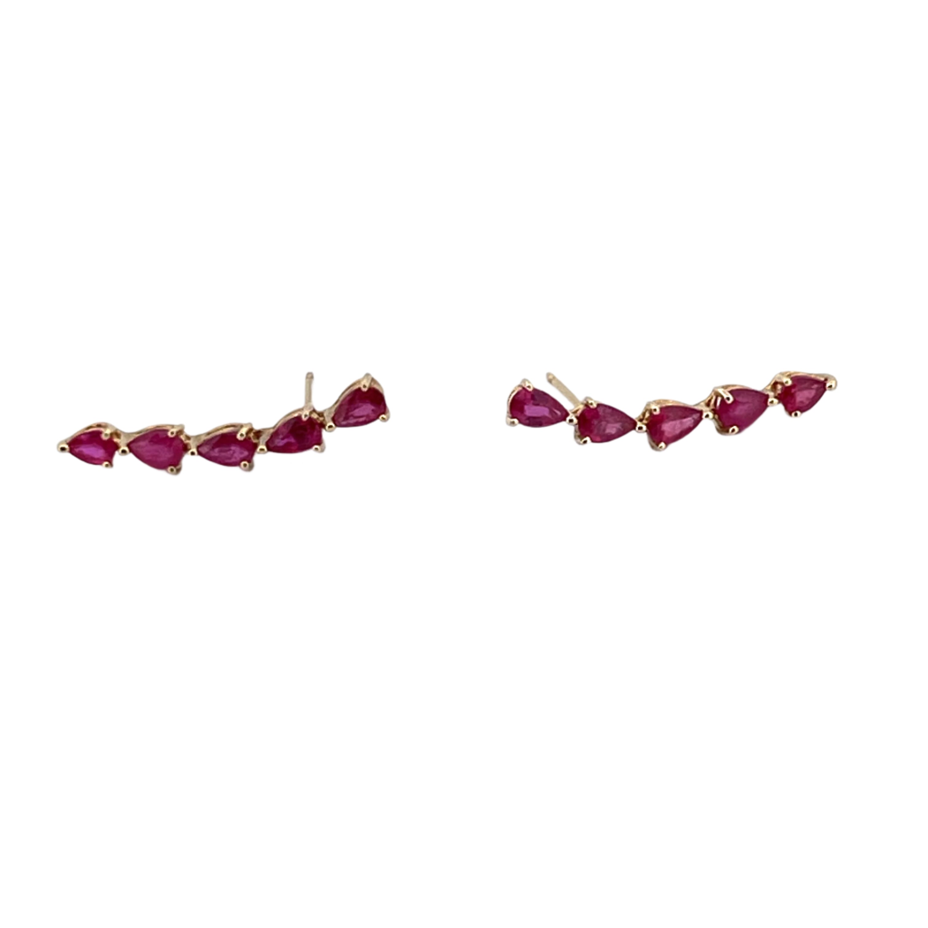 YG Ruby Pear Climber Earring