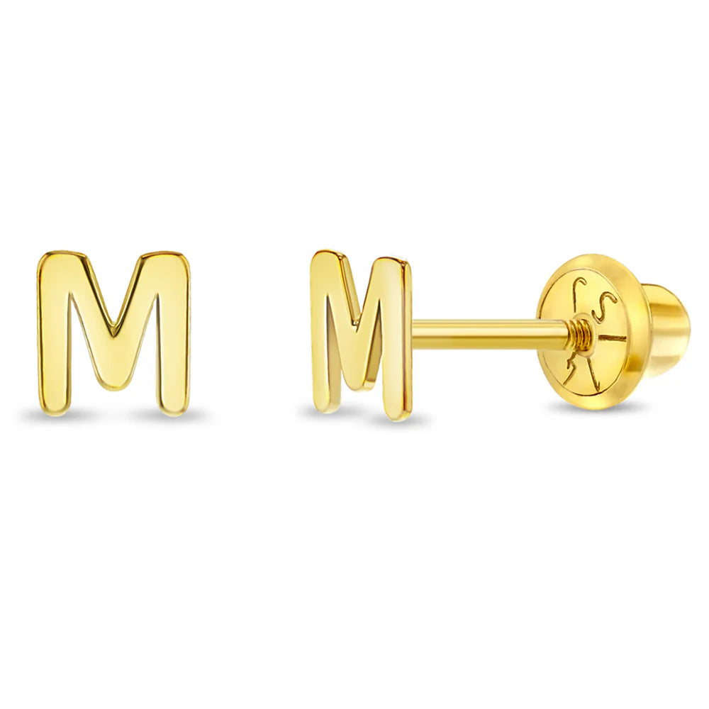 Initial Letter M Girl Earrings
