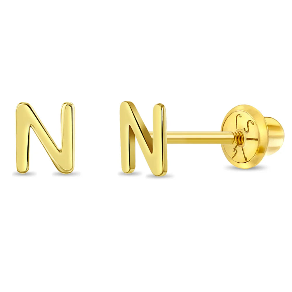 Initial Letter N Girl Earrings