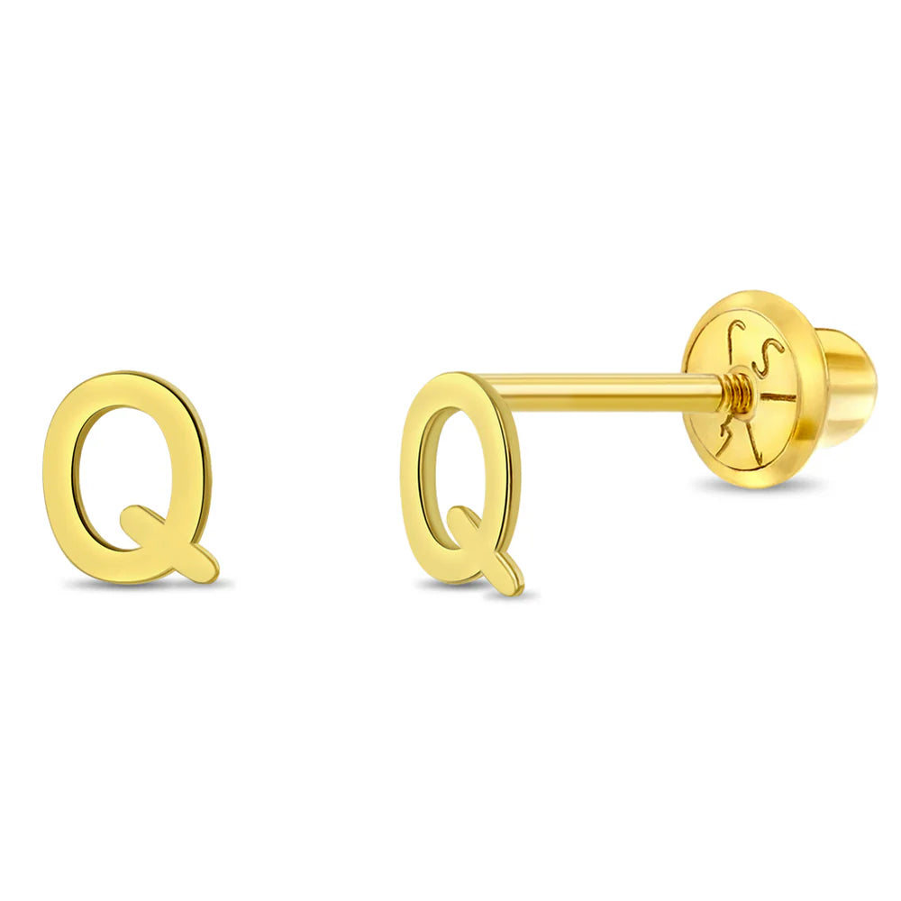Initial Letter Q Girl Earrings