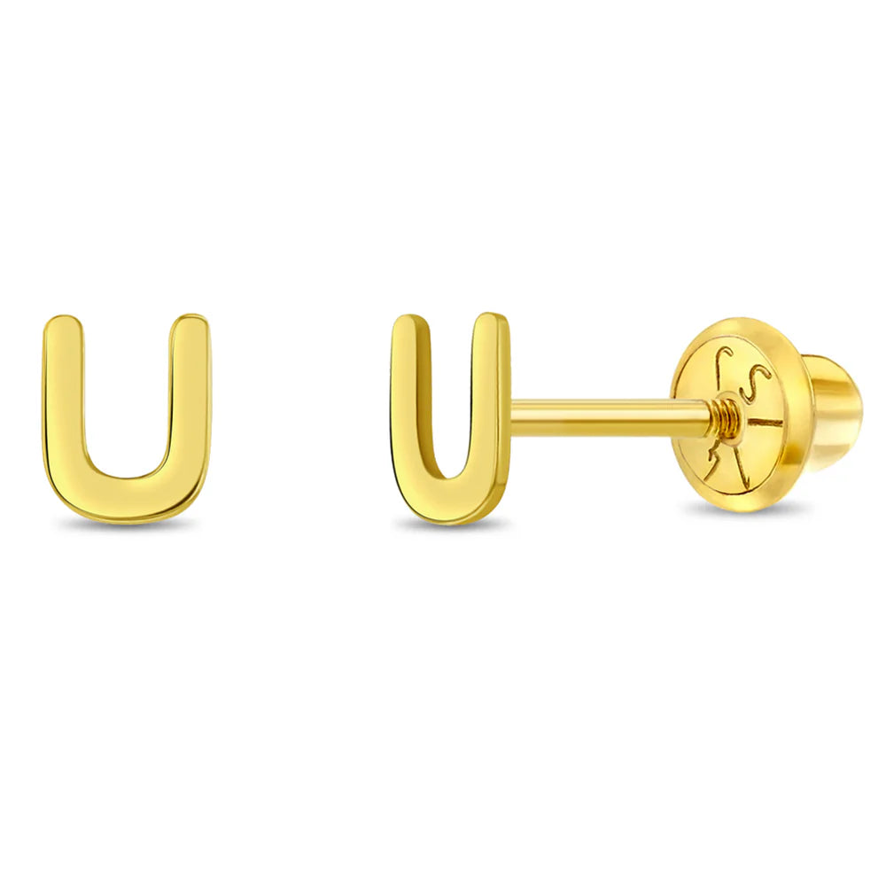 Initial Letter U Girl Earrings