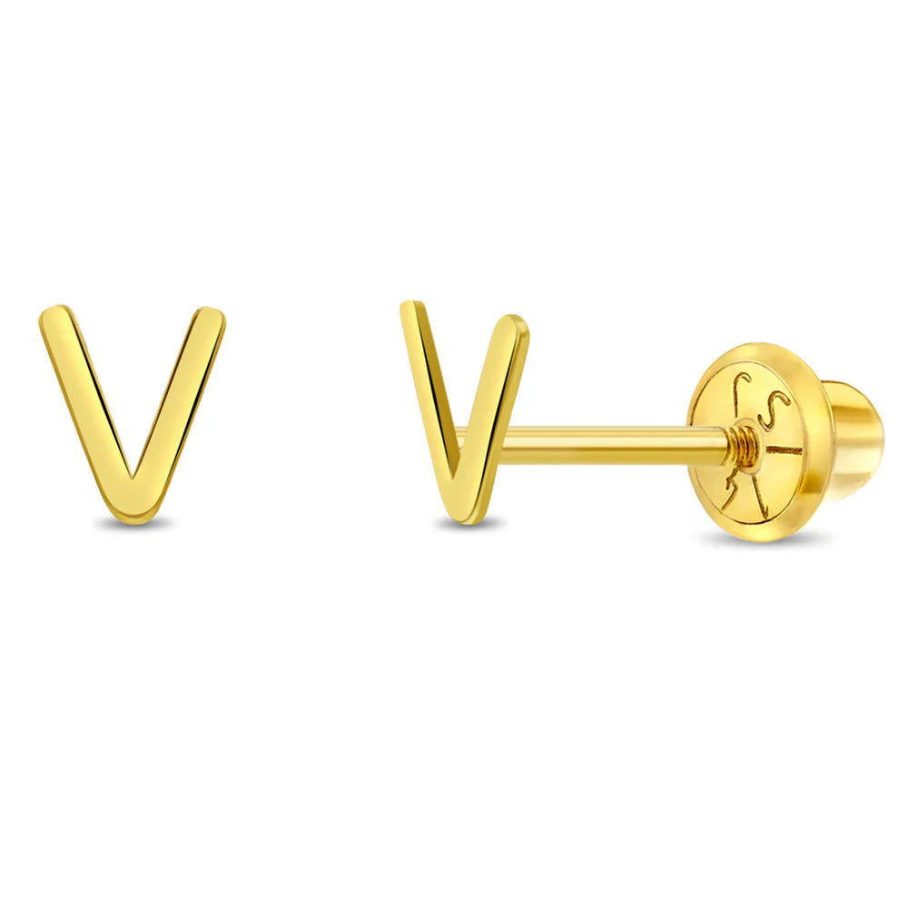 Initial Letter V Girl Earrings