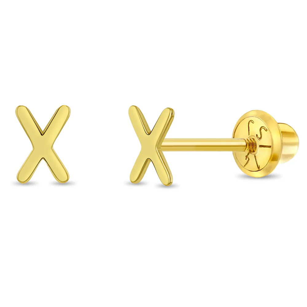 Initial Letter X Girl Earrings